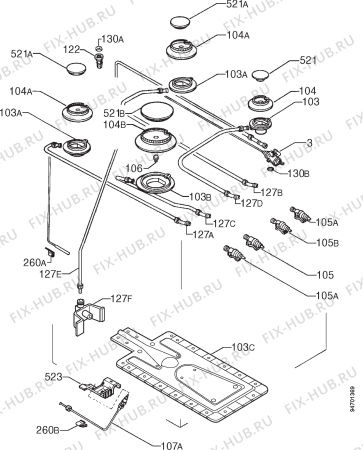 Взрыв-схема плиты (духовки) Arthurmartinelux CG5009W - Схема узла Functional parts 267